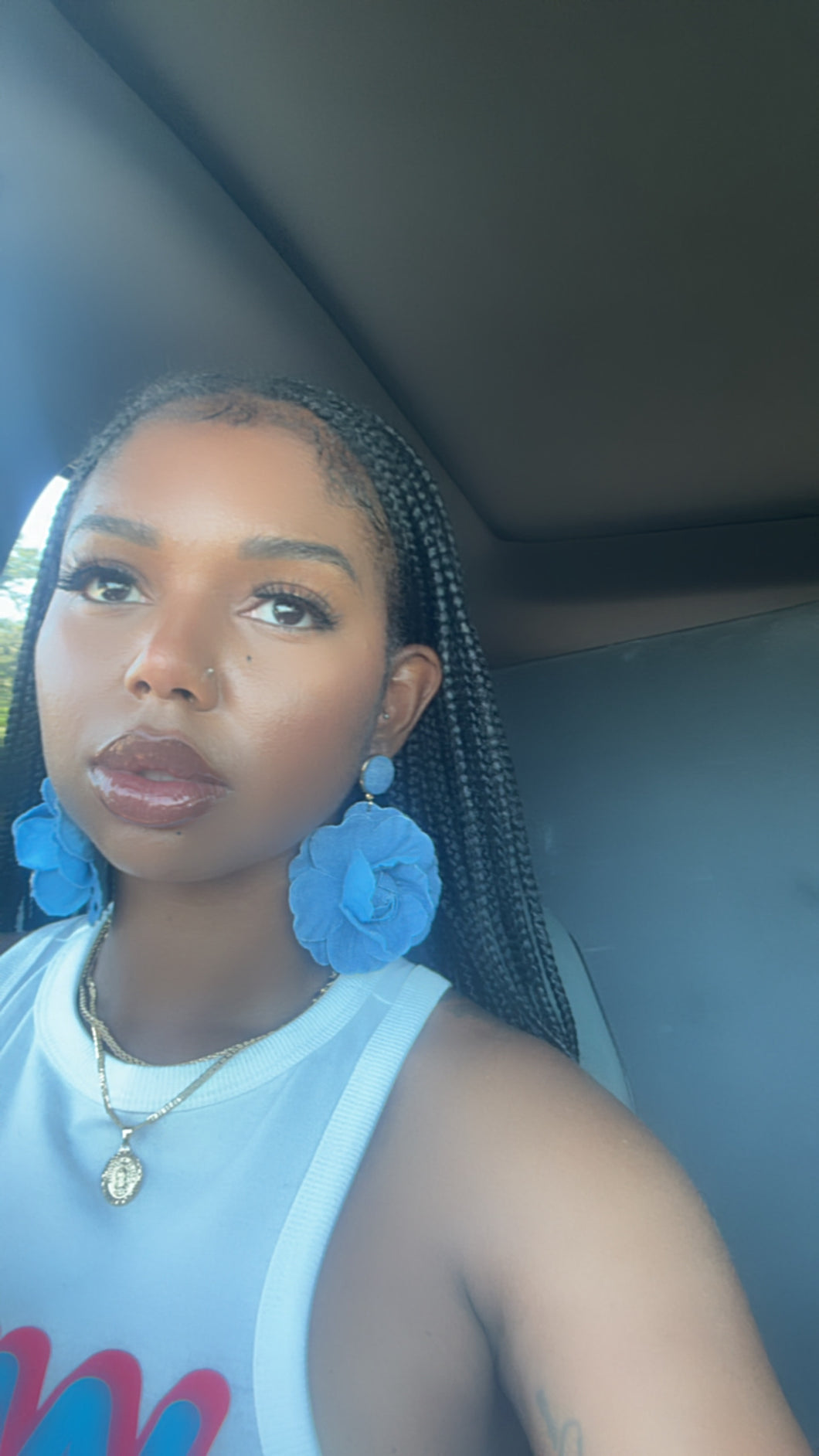 Denim Mami Flower Earrings