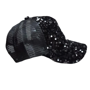 Black Sequins trucker hat for women 